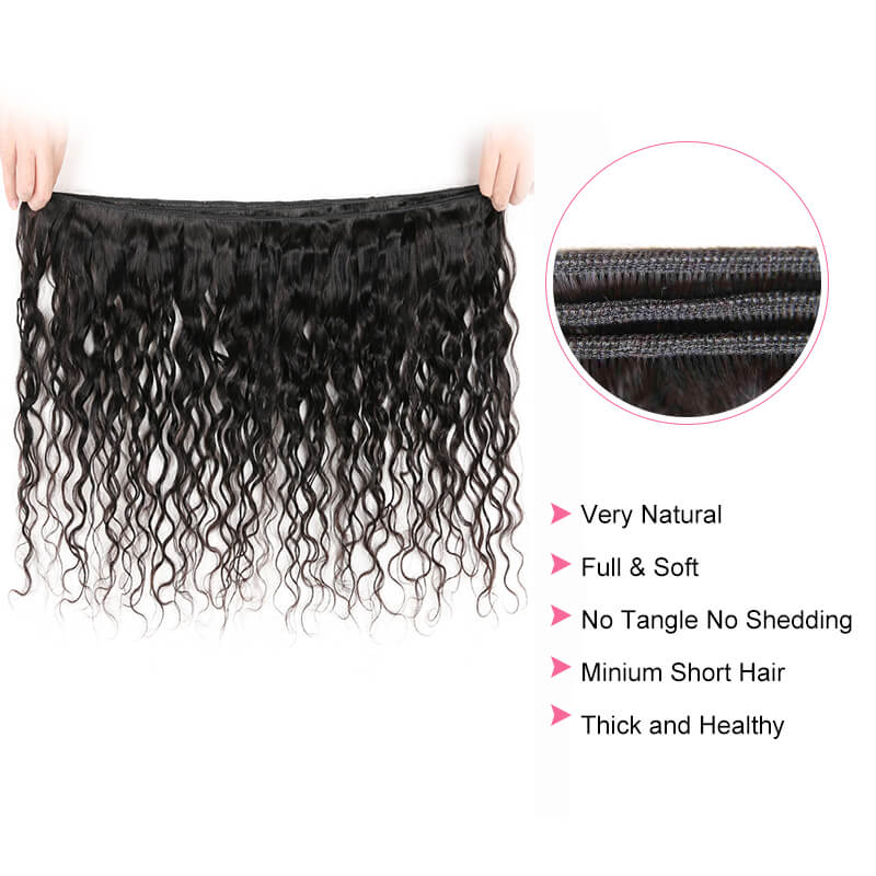 Missbuy 4 pcs Water Wave Human Hair Bundles