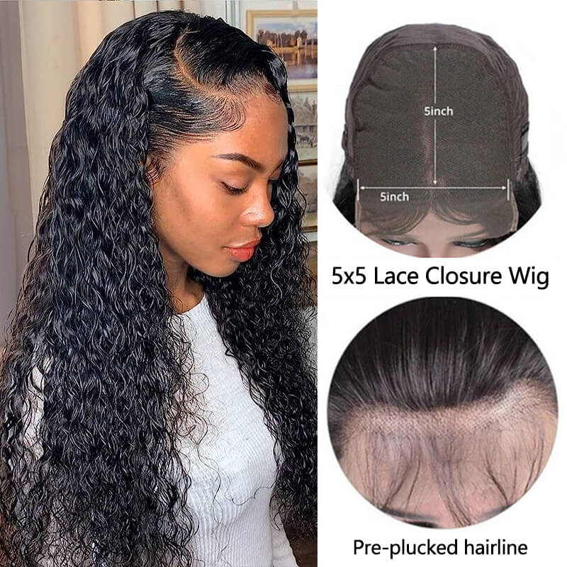 Missbuy 5X5 Lace Closure Kinky Curly Wig