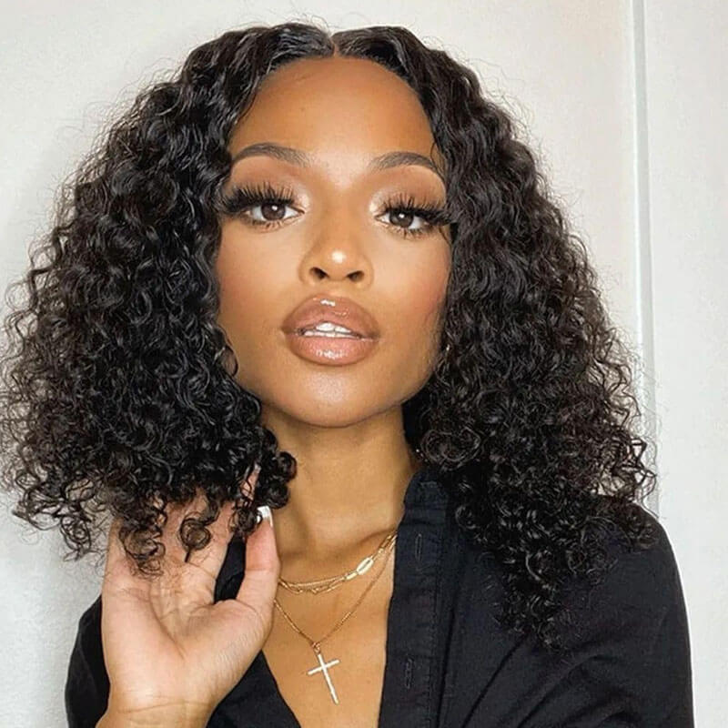 Missbuy 13x4 HD Lace Jerry Curly Short BoB Wig