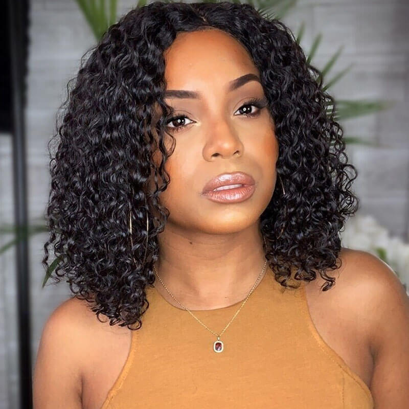 Missbuy 13x4 HD Lace Jerry Curly Short BoB Wig