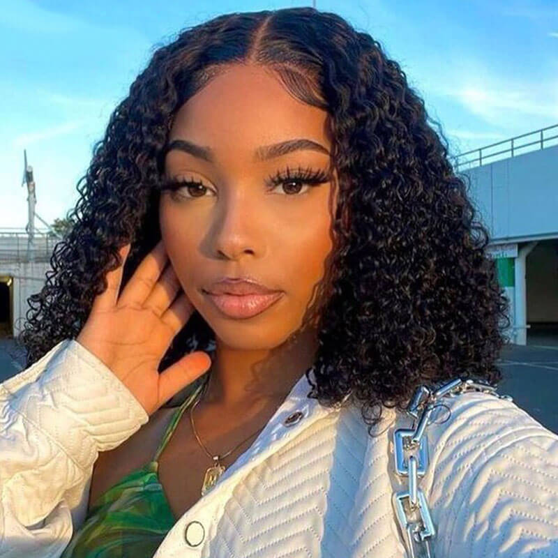 Missbuy 13x4 HD Lace Jerry Curly Short BoB Wig