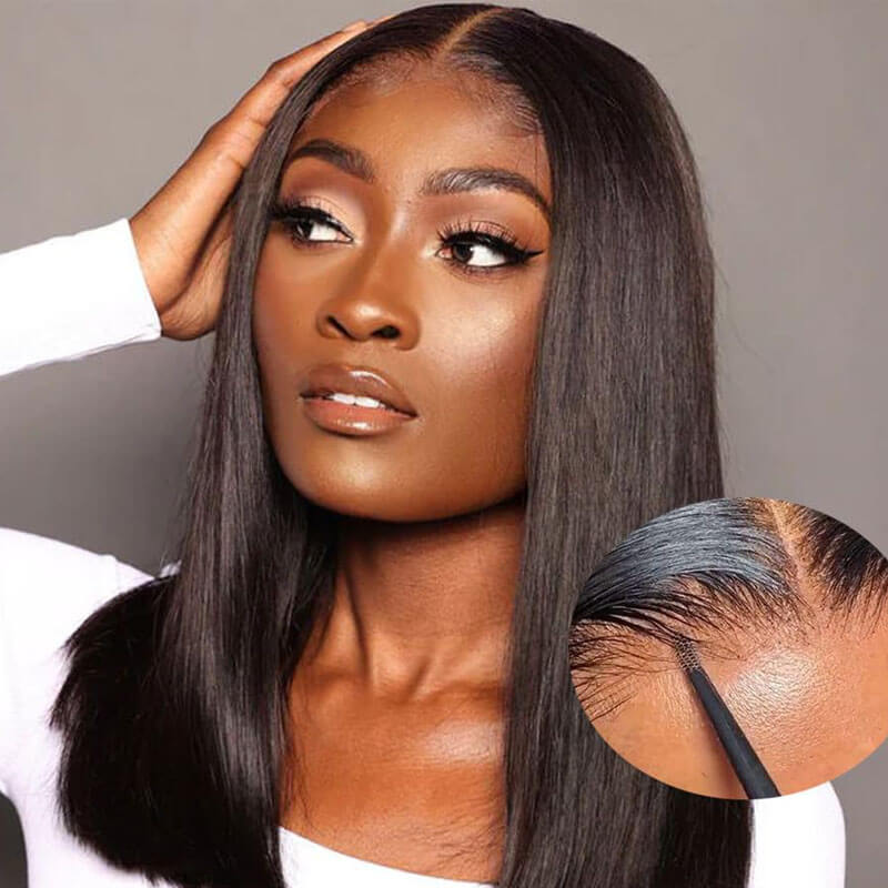 Missbuy Wear and Go Glueless 5x5 Pre Cut Lace Straight Bob Wig for Beginners