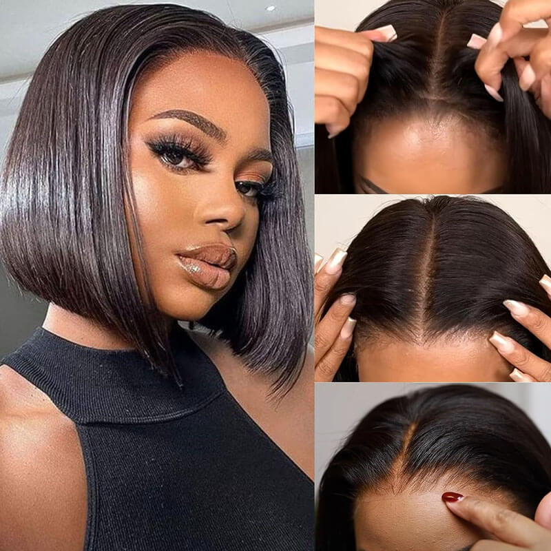 Missbuy Wear and Go Glueless 5x5 Pre Cut Lace Straight Bob Wig for Beginners