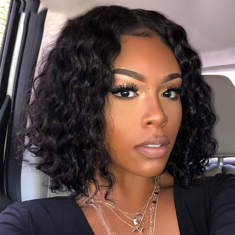 Missbuy 5x5 HD Lace Water Wave Short BoB Wig