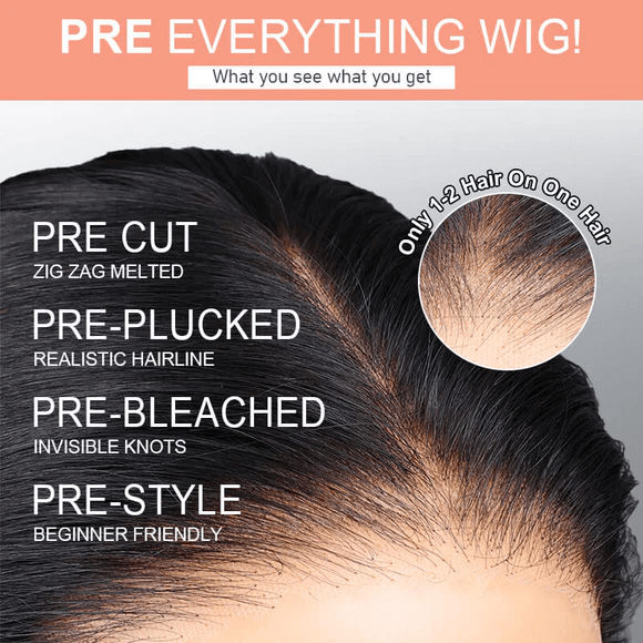 Missbuy 6x5 Lace Pre Plucked Straight Human Hair Short BoB Wig for Black Women