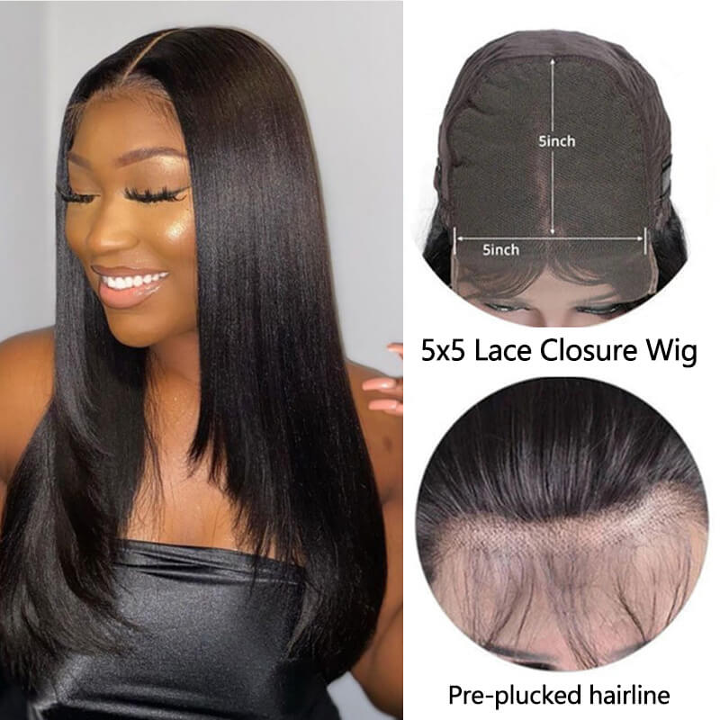 Missbuy 5X5 Lace Closure Straight Wig
