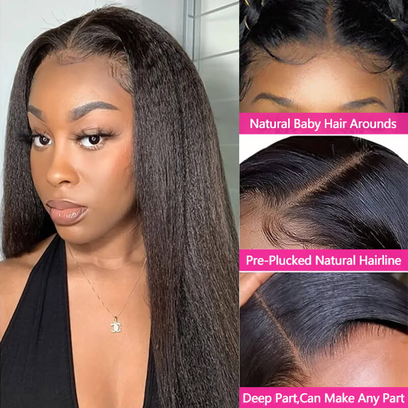 Missbuy 4x4 Lace Closure Yaki Straight Wig