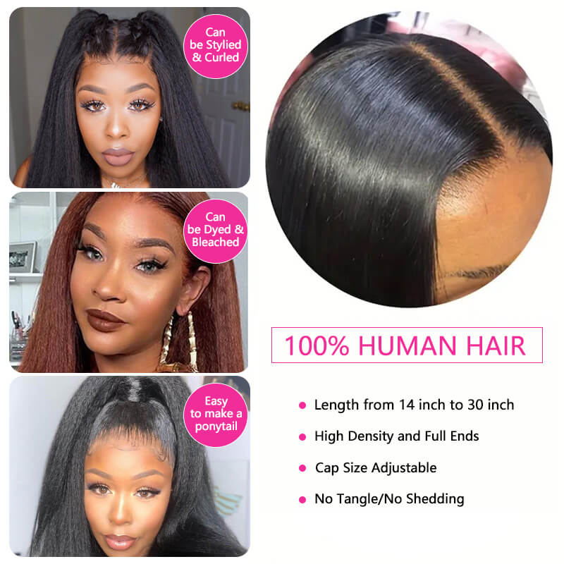 Missbuy 4x4 Lace Closure Yaki Straight Wig