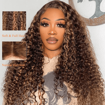 Missbuy 5x5 Transparent Lace P4/27 Water Wave Human Hair Wig