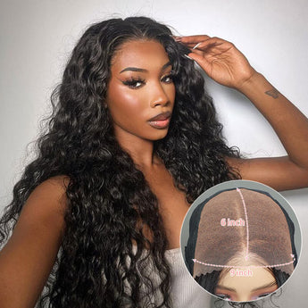 Missbuy hair Pre-bleached Water Wave 9x6 Wear Go Glueless Wig With Pre-cut Lace