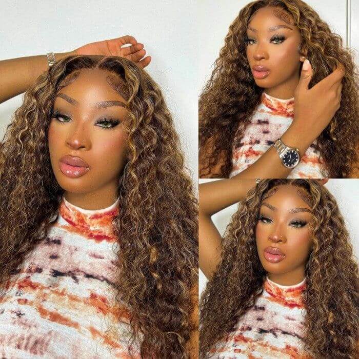 Missbuy 5x5 Transparent Lace P4/27 Water Wave Human Hair Wig